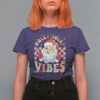 Retro Santa Christmas T Shirt For Women Groovy Cute Santa Claus Christmas Vibes Xmas - Wonder Print Shop