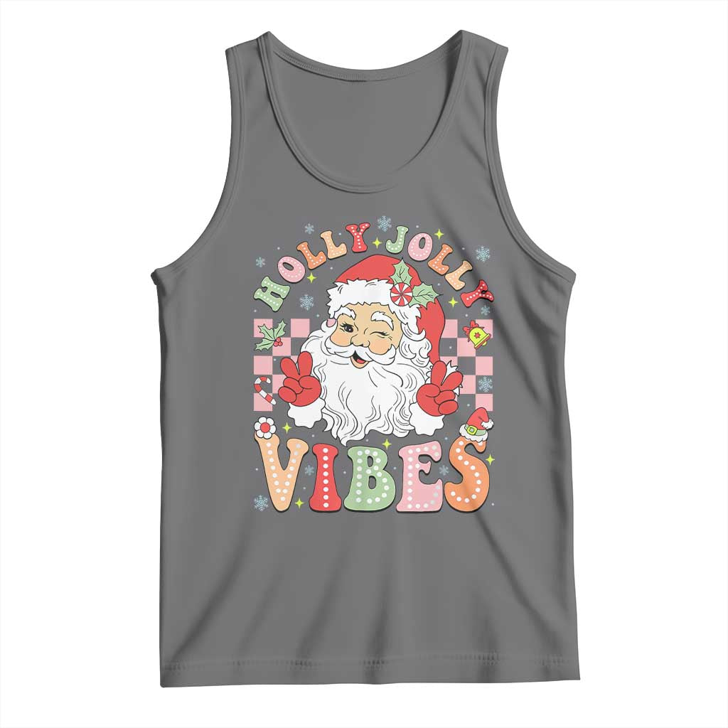 Retro Santa Christmas Tank Top Groovy Cute Santa Claus Christmas Vibes Xmas