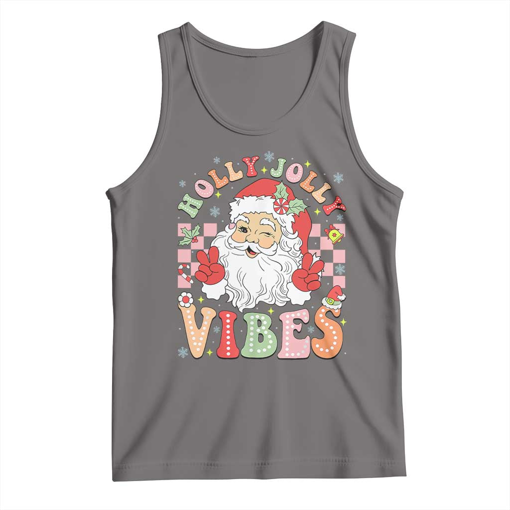 Retro Santa Christmas Tank Top Groovy Cute Santa Claus Christmas Vibes Xmas
