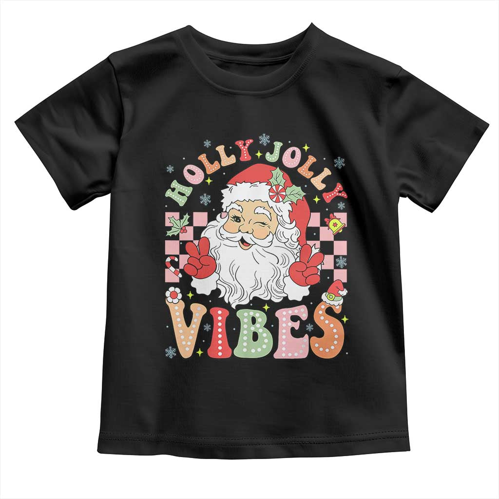 Retro Santa Christmas Toddler T Shirt Groovy Cute Santa Claus Christmas Vibes Xmas