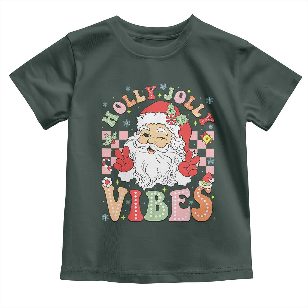Retro Santa Christmas Toddler T Shirt Groovy Cute Santa Claus Christmas Vibes Xmas