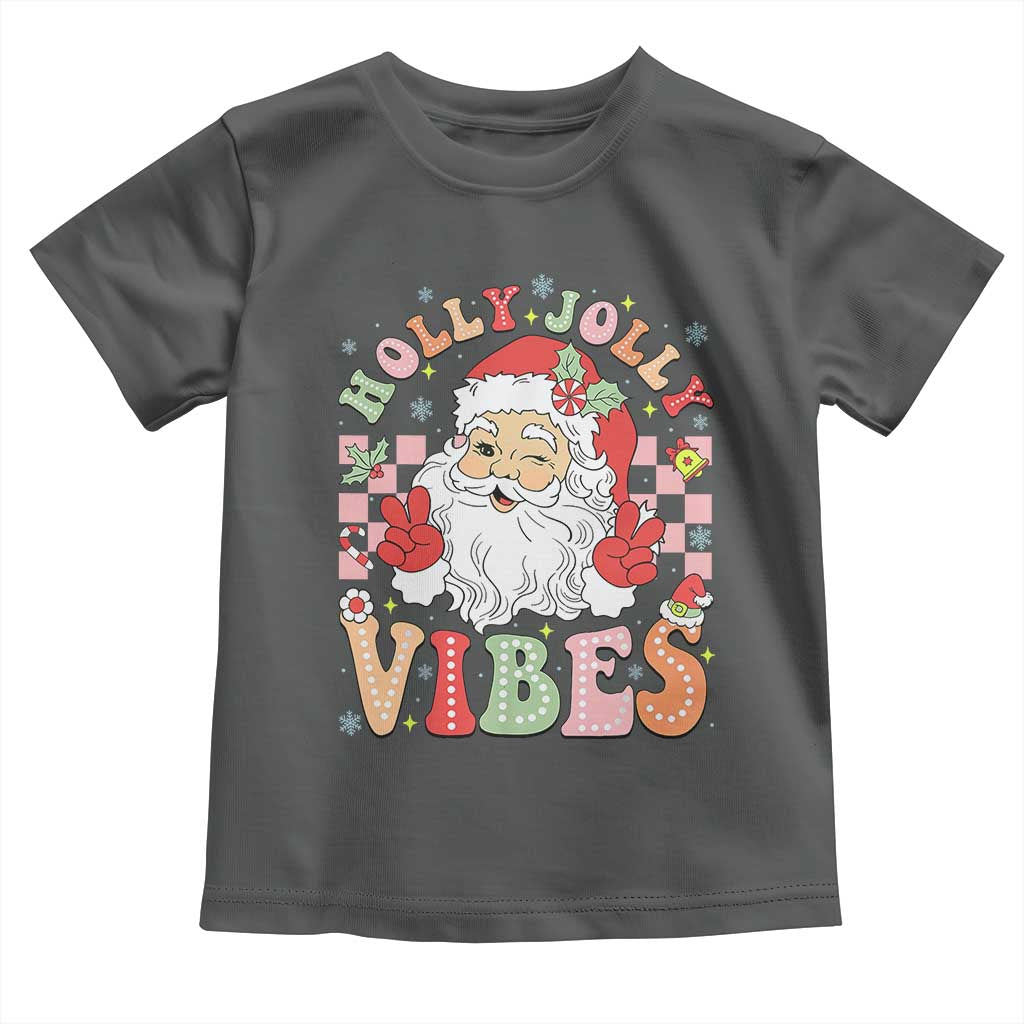 Retro Santa Christmas Toddler T Shirt Groovy Cute Santa Claus Christmas Vibes Xmas