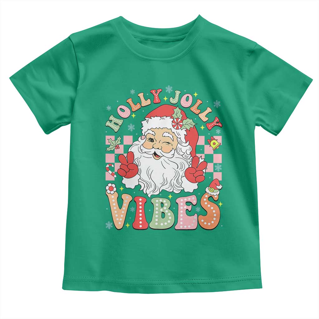 Retro Santa Christmas Toddler T Shirt Groovy Cute Santa Claus Christmas Vibes Xmas
