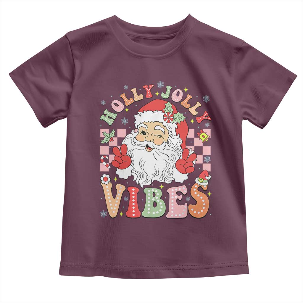 Retro Santa Christmas Toddler T Shirt Groovy Cute Santa Claus Christmas Vibes Xmas