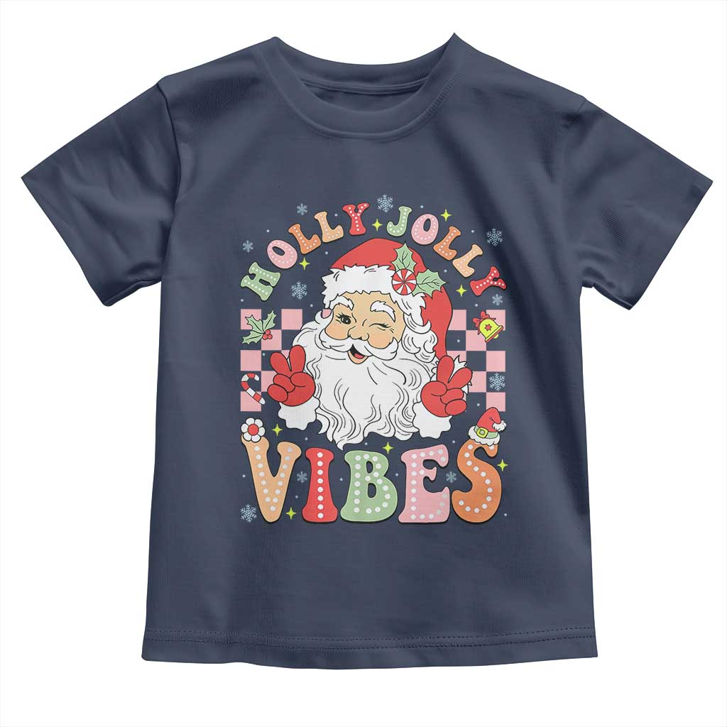 Retro Santa Christmas Toddler T Shirt Groovy Cute Santa Claus Christmas Vibes Xmas