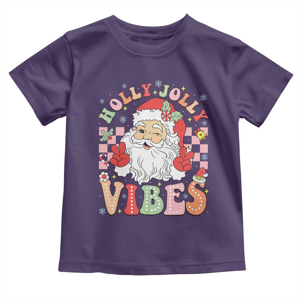 Retro Santa Christmas Toddler T Shirt Groovy Cute Santa Claus Christmas Vibes Xmas