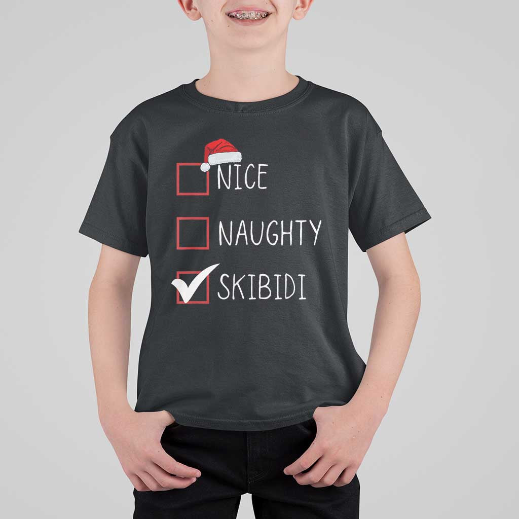 Nice Naughty Skibidi T Shirt For Kid Funny Christmas Santa List - Wonder Print Shop