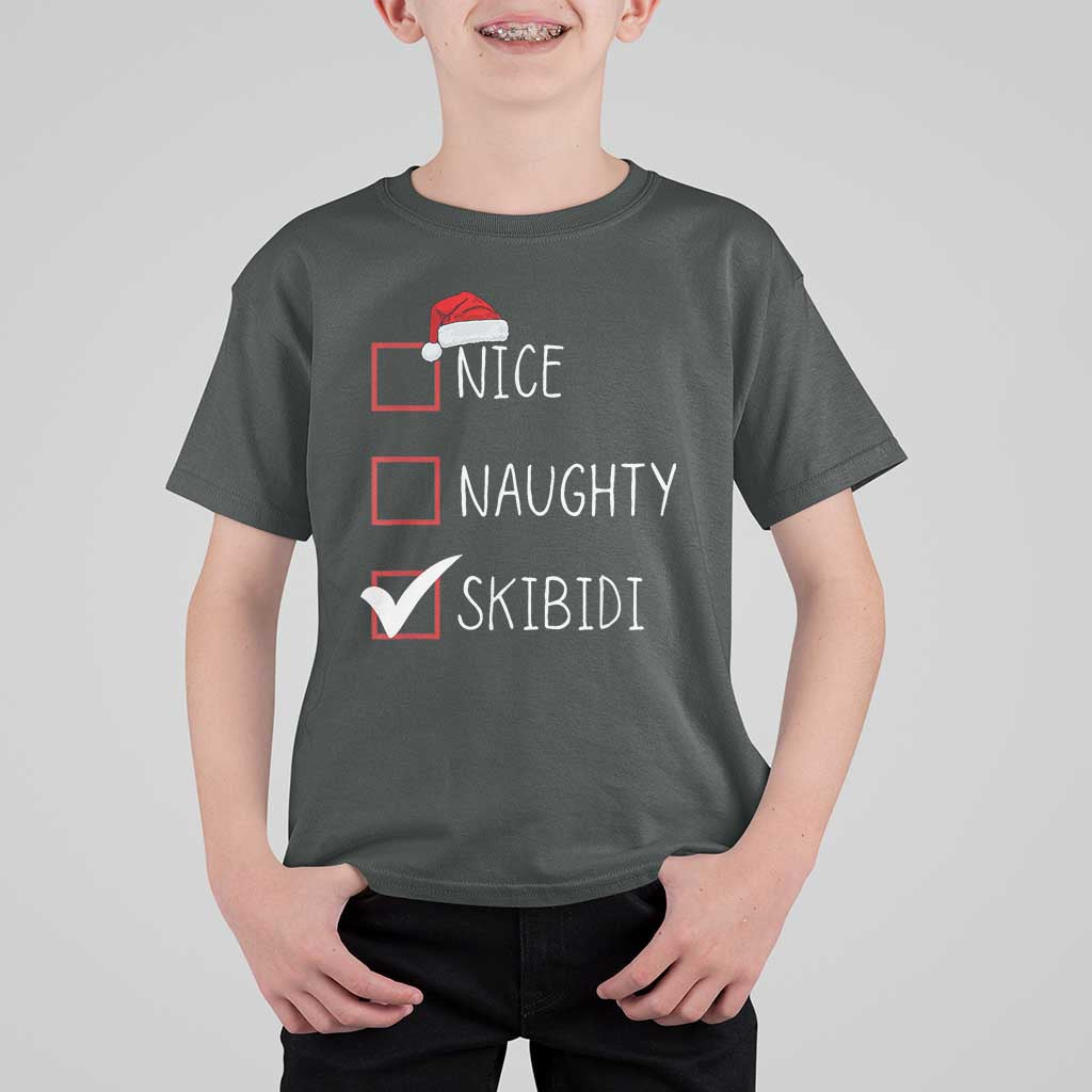 Nice Naughty Skibidi T Shirt For Kid Funny Christmas Santa List - Wonder Print Shop