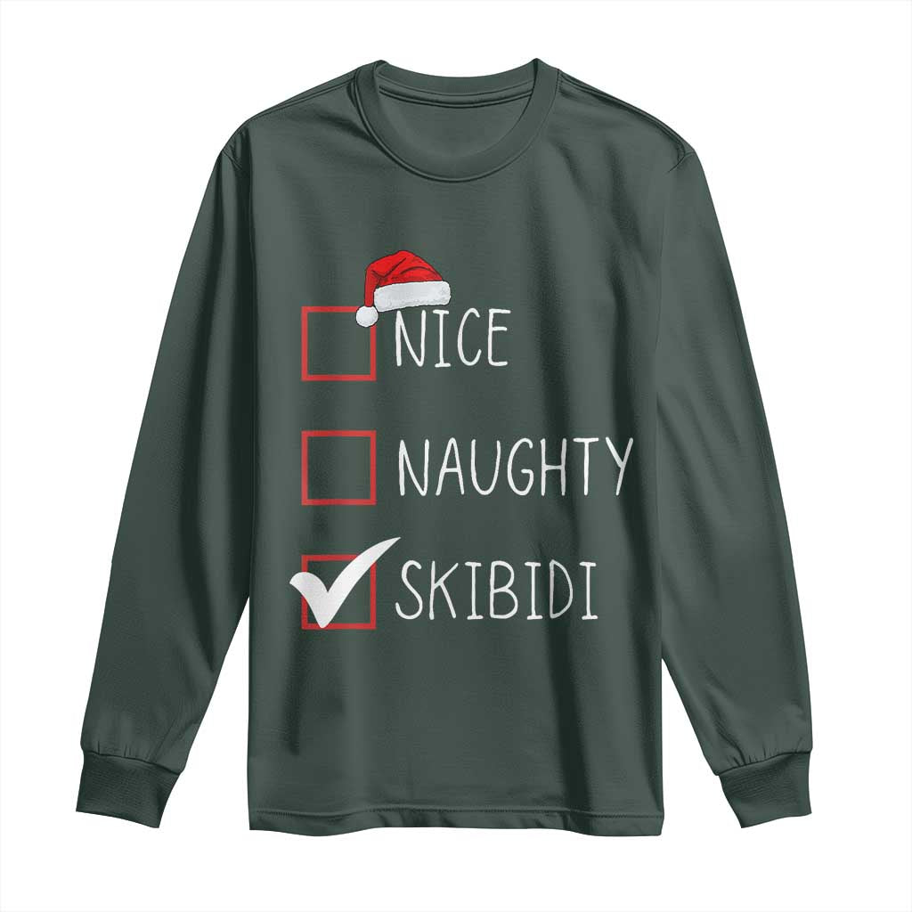 Nice Naughty Skibidi Long Sleeve Shirt Funny Christmas Santa List