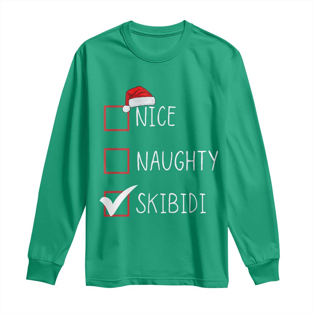 Nice Naughty Skibidi Long Sleeve Shirt Funny Christmas Santa List