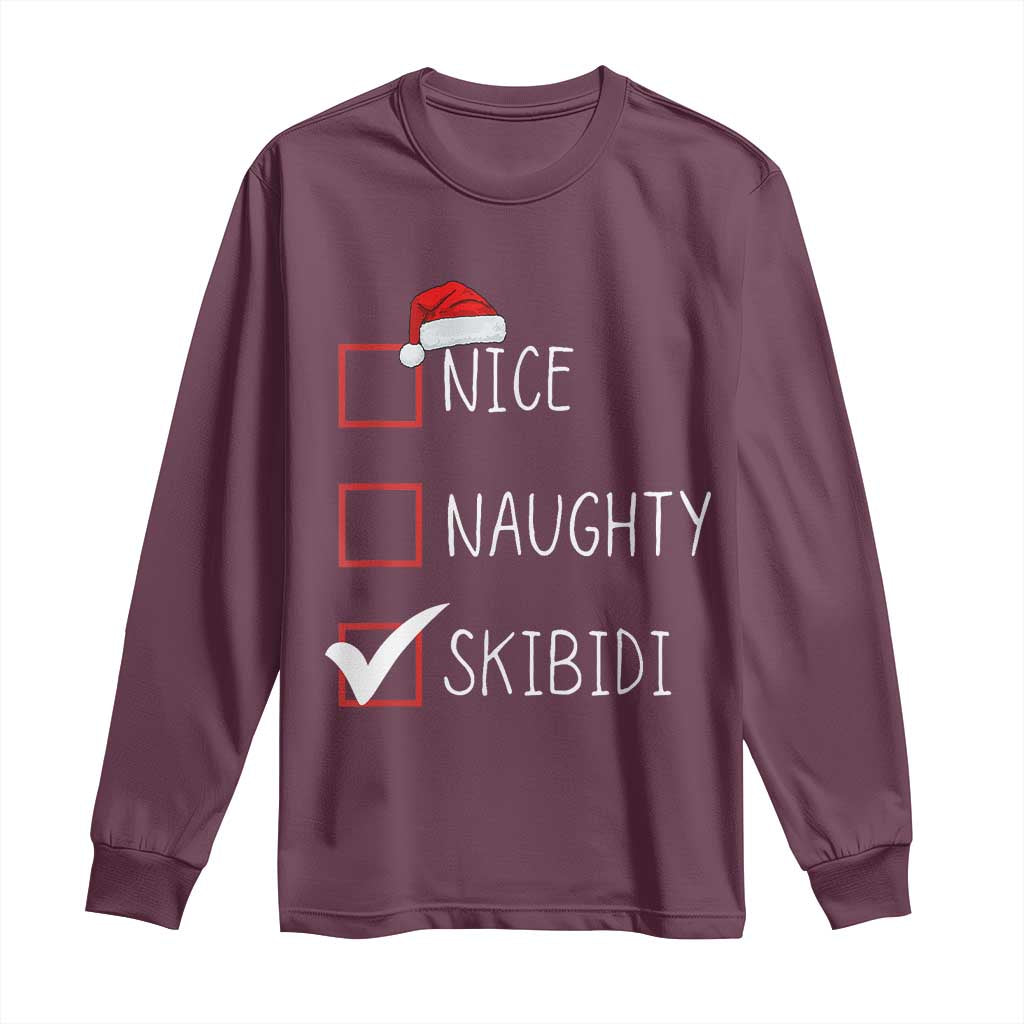 Nice Naughty Skibidi Long Sleeve Shirt Funny Christmas Santa List