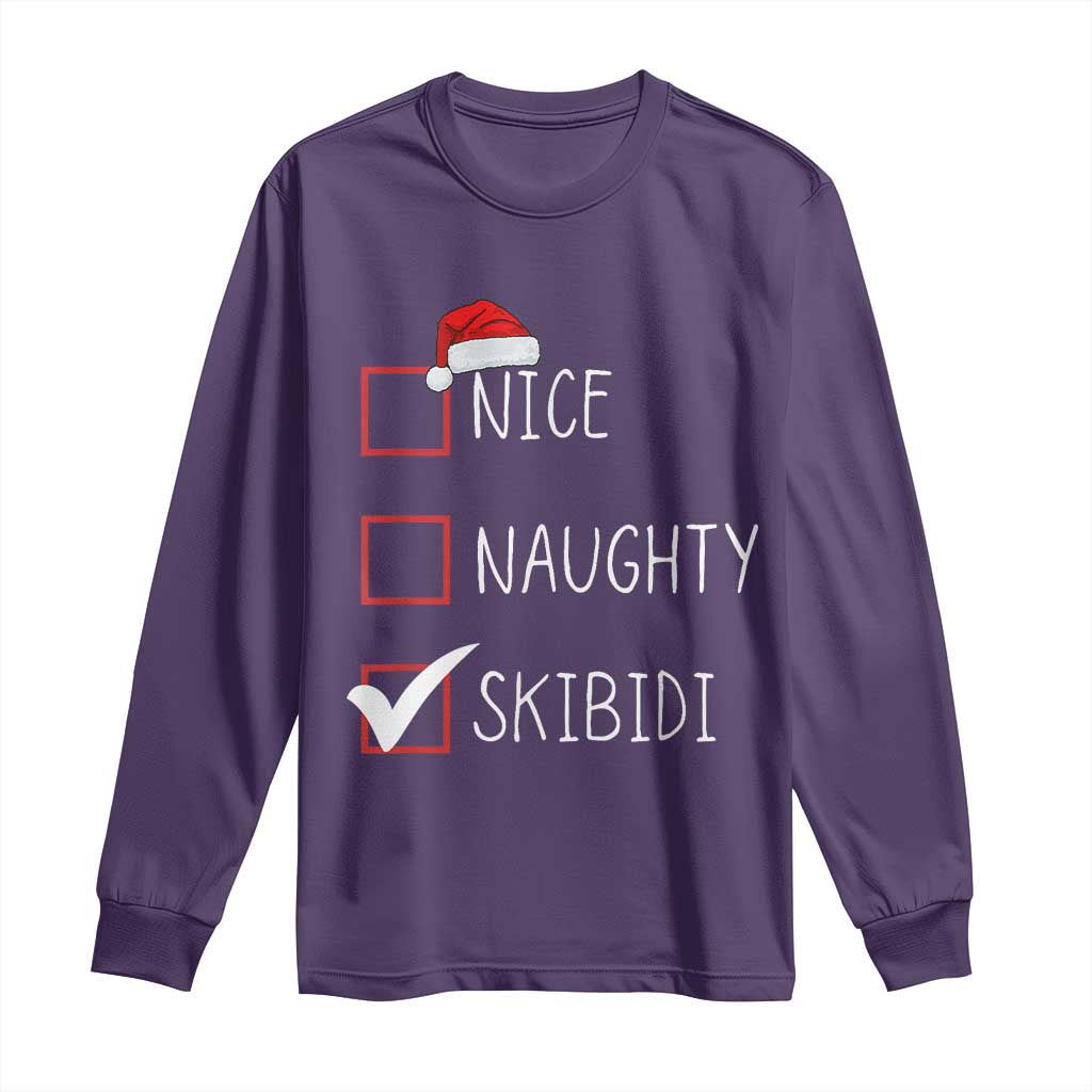 Nice Naughty Skibidi Long Sleeve Shirt Funny Christmas Santa List