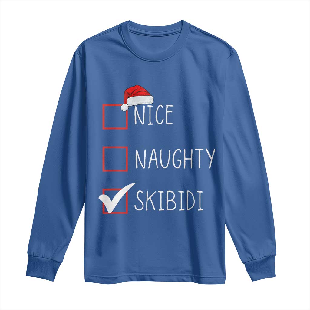Nice Naughty Skibidi Long Sleeve Shirt Funny Christmas Santa List