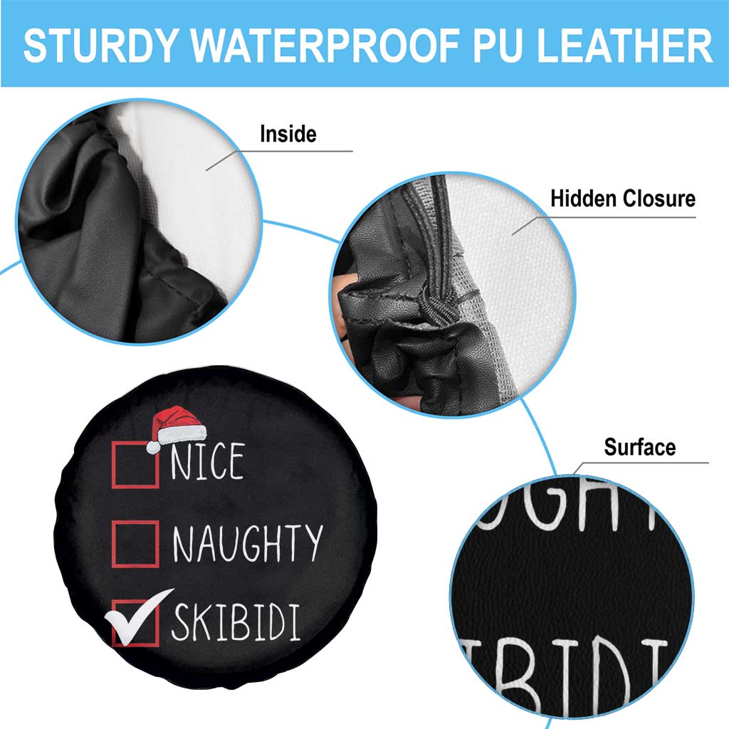 Nice Naughty Skibidi Spare Tire Cover Funny Christmas Santa List