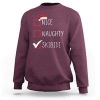 Nice Naughty Skibidi Sweatshirt Funny Christmas Santa List - Wonder Print Shop