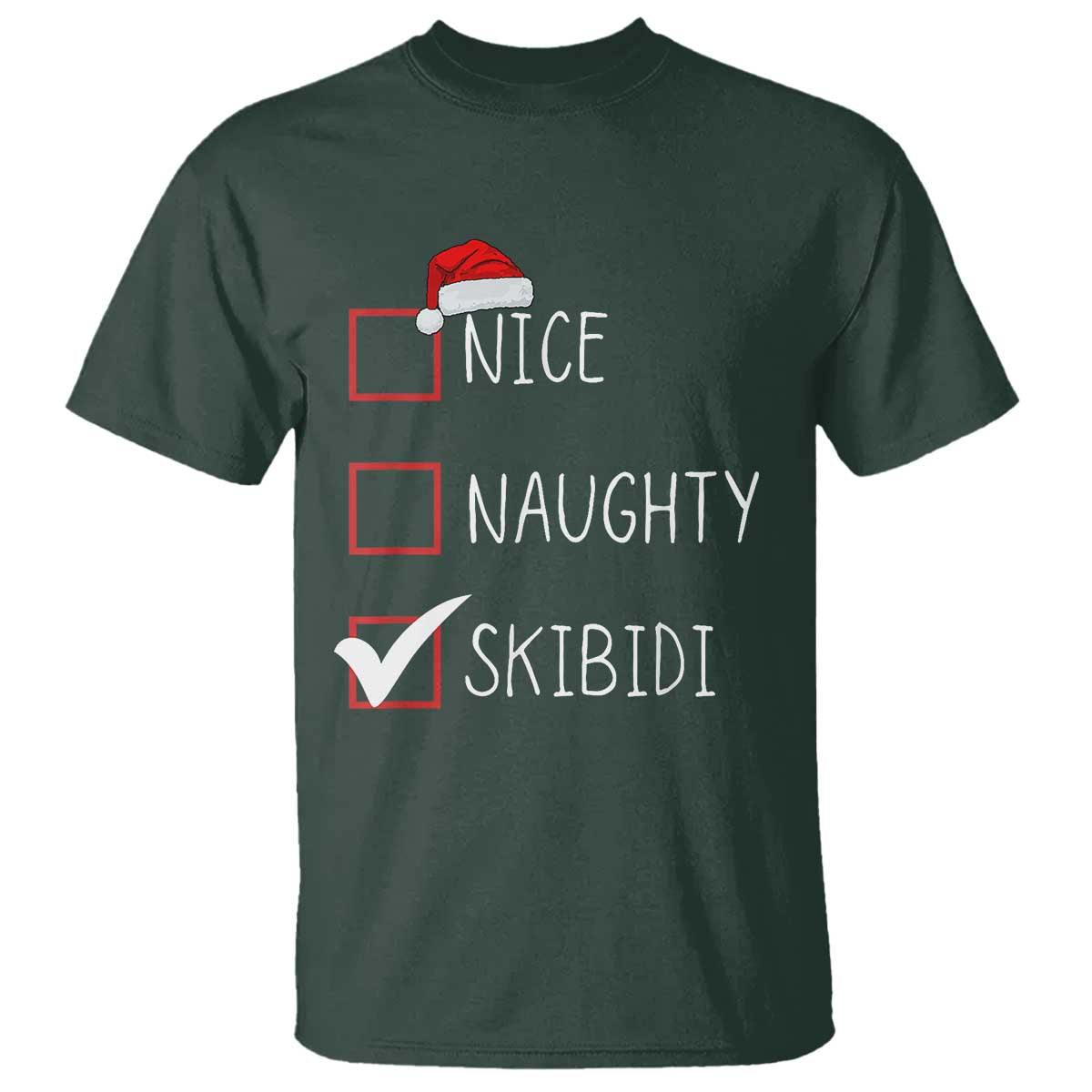 Nice Naughty Skibidi T Shirt Funny Christmas Santa List - Wonder Print Shop