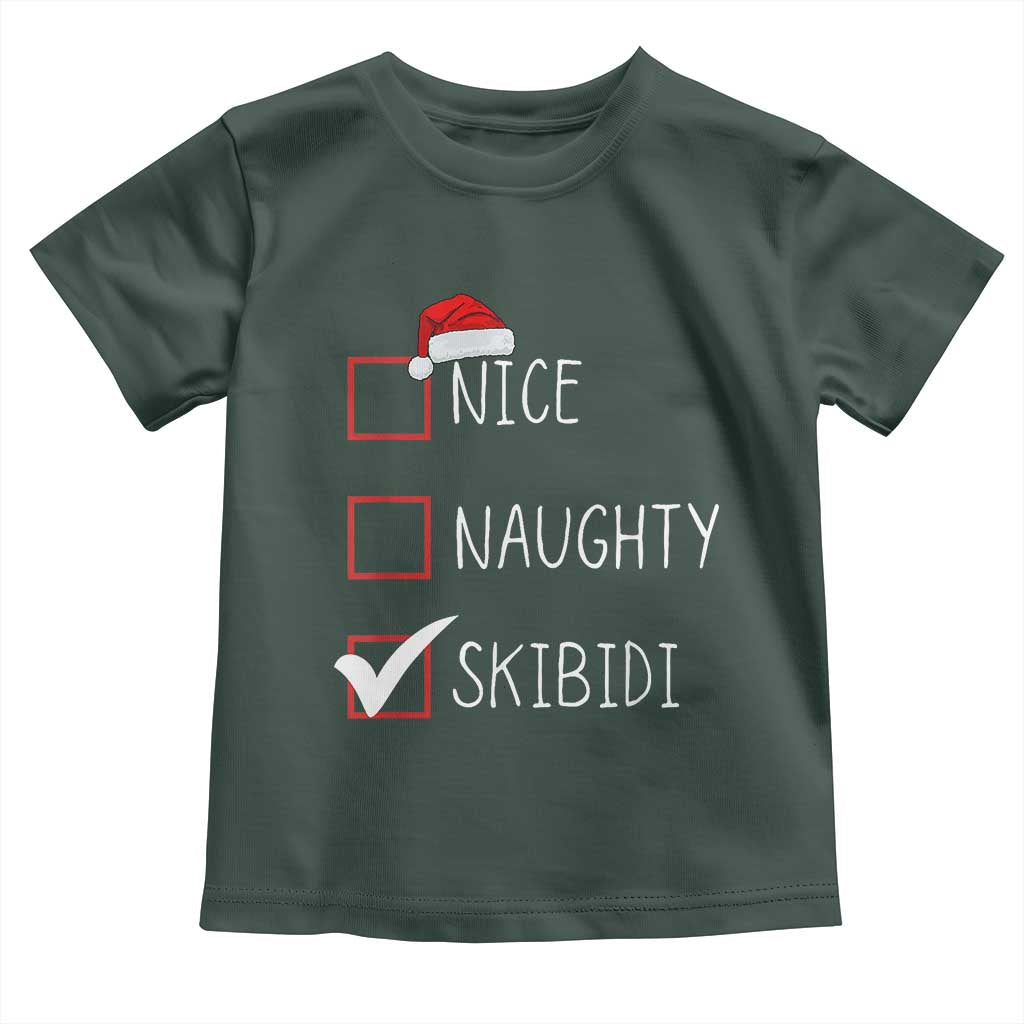 Nice Naughty Skibidi Toddler T Shirt Funny Christmas Santa List