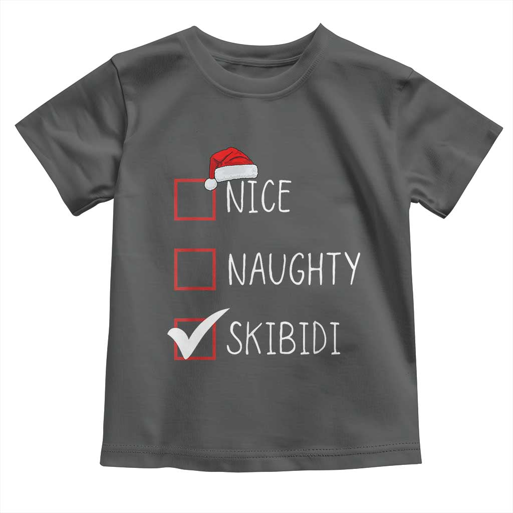 Nice Naughty Skibidi Toddler T Shirt Funny Christmas Santa List