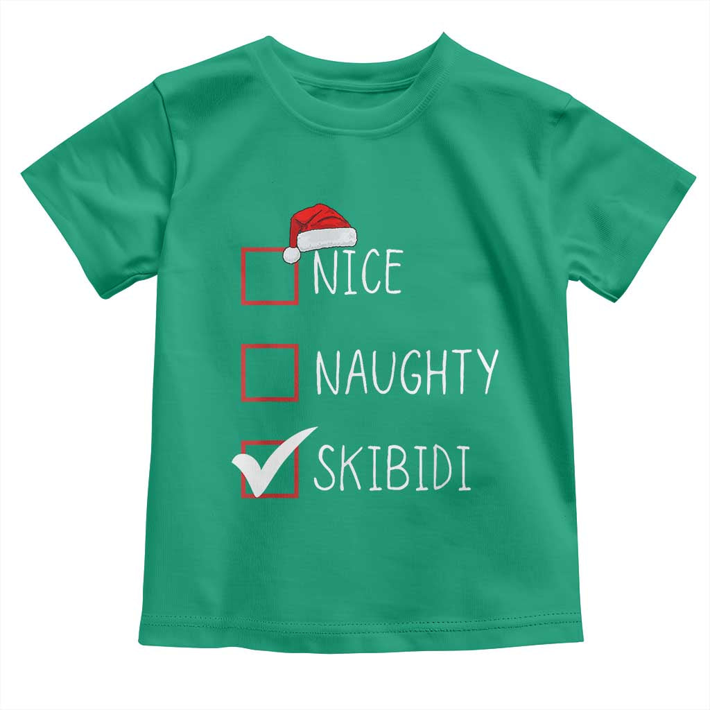 Nice Naughty Skibidi Toddler T Shirt Funny Christmas Santa List