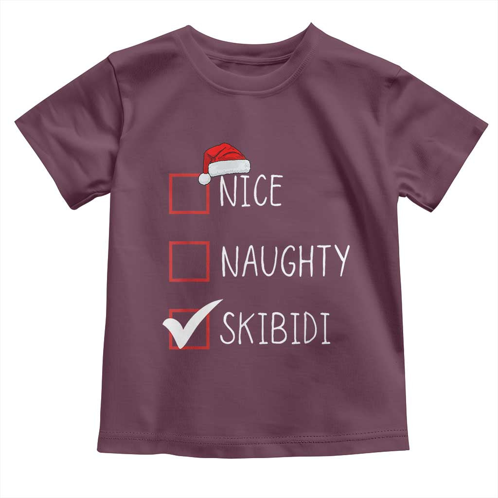 Nice Naughty Skibidi Toddler T Shirt Funny Christmas Santa List