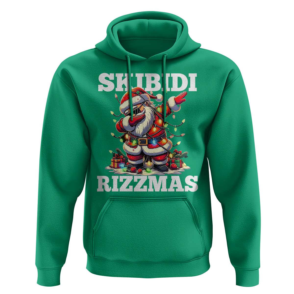 Funny Dabbing Santa Rizz Christmas Hoodie Skibidi Rizzmas Xmas Lights