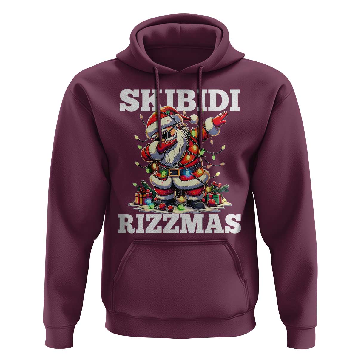 Funny Dabbing Santa Rizz Christmas Hoodie Skibidi Rizzmas Xmas Lights