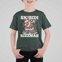 Funny Dabbing Santa Rizz Christmas T Shirt For Kid Skibidi Rizzmas Xmas Lights - Wonder Print Shop