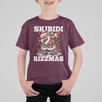 Funny Dabbing Santa Rizz Christmas T Shirt For Kid Skibidi Rizzmas Xmas Lights - Wonder Print Shop