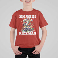 Funny Dabbing Santa Rizz Christmas T Shirt For Kid Skibidi Rizzmas Xmas Lights - Wonder Print Shop