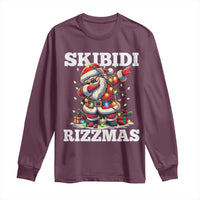 Funny Dabbing Santa Rizz Christmas Long Sleeve Shirt Skibidi Rizzmas Xmas Lights