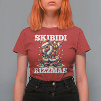 Funny Dabbing Santa Rizz Christmas T Shirt For Women Skibidi Rizzmas Xmas Lights - Wonder Print Shop