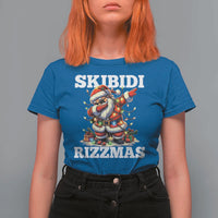Funny Dabbing Santa Rizz Christmas T Shirt For Women Skibidi Rizzmas Xmas Lights - Wonder Print Shop