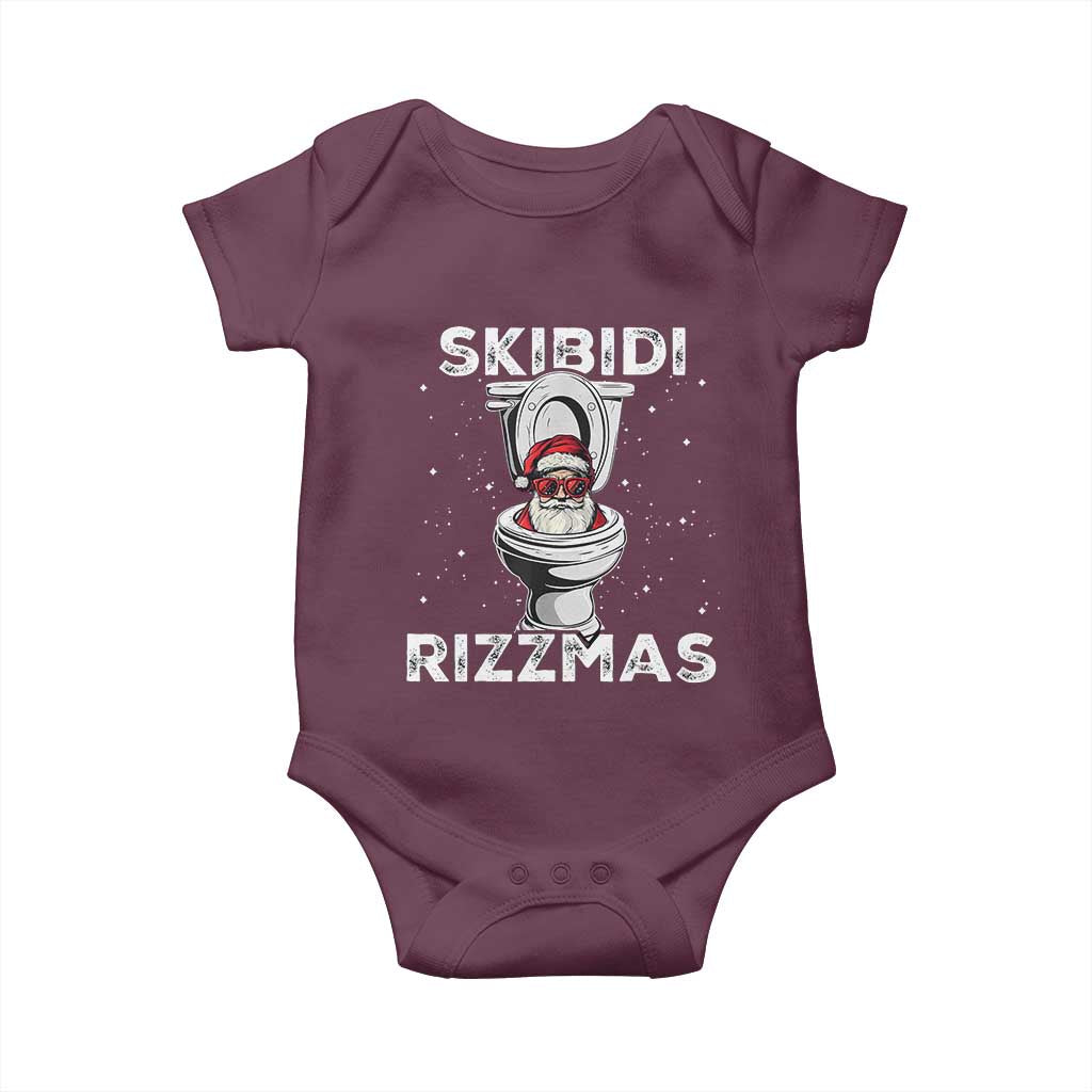 Funny Santa Rizz Christmas Baby Onesie Skibiti Toilet Rizzmas