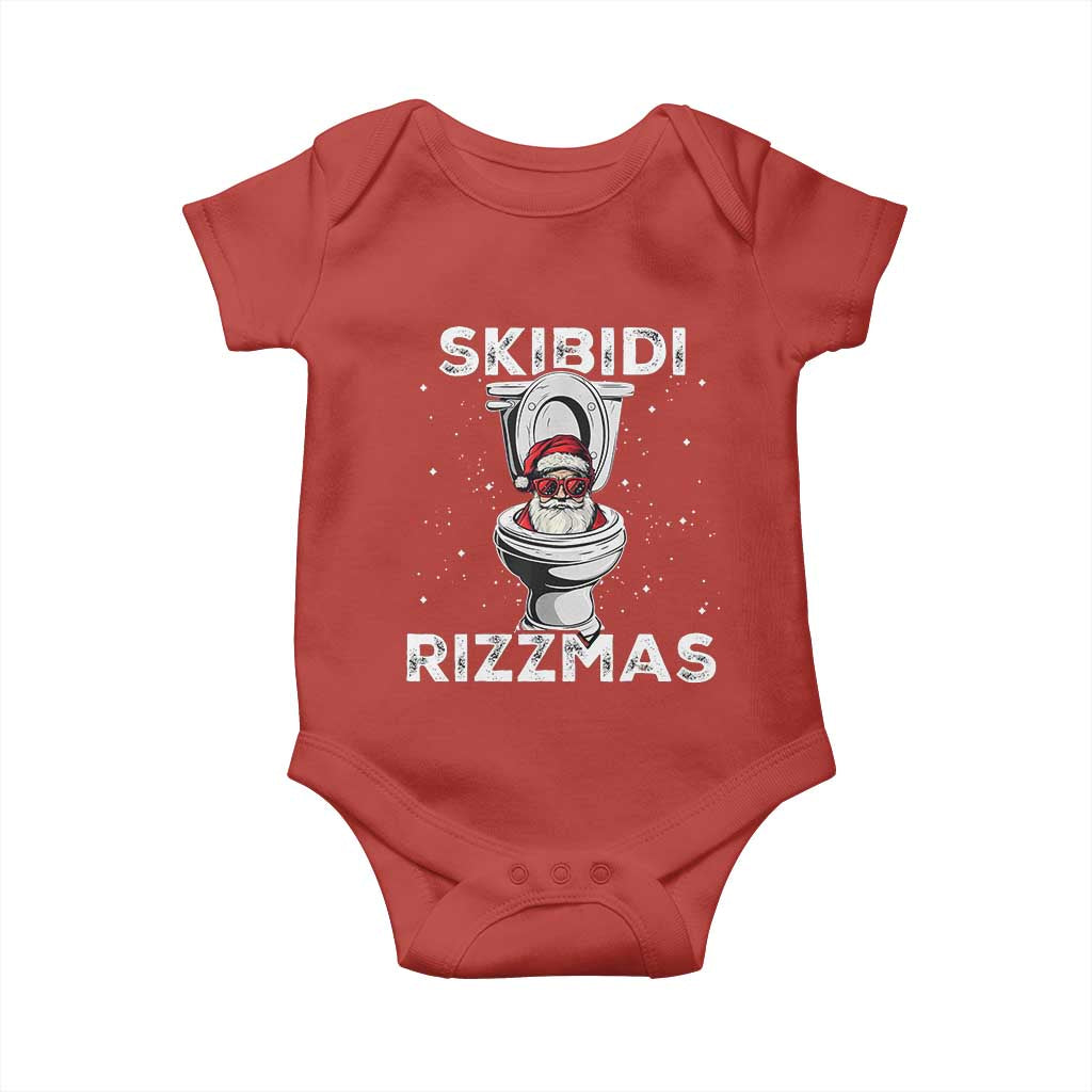 Funny Santa Rizz Christmas Baby Onesie Skibiti Toilet Rizzmas