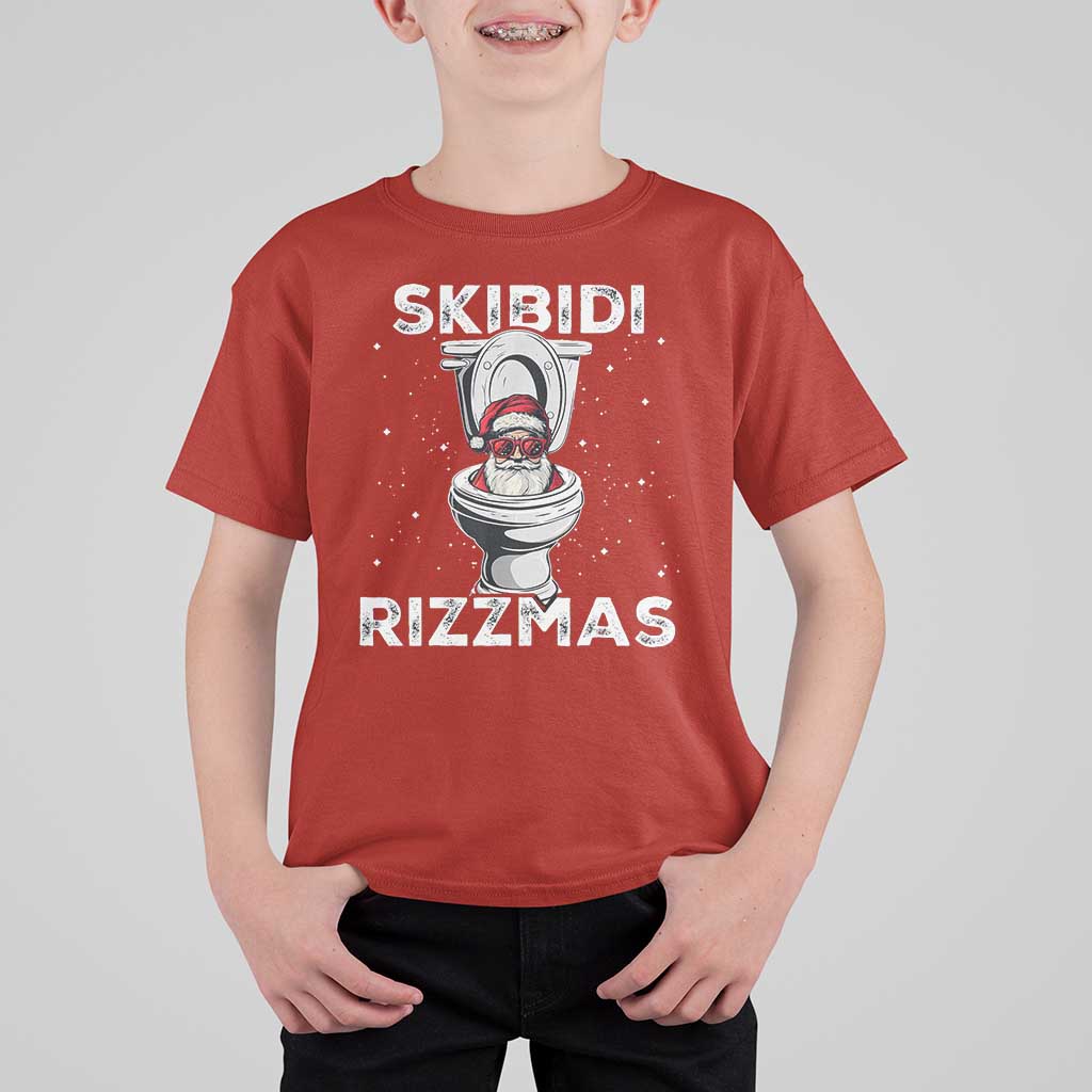 Funny Santa Rizz Christmas T Shirt For Kid Skibiti Toilet Rizzmas - Wonder Print Shop