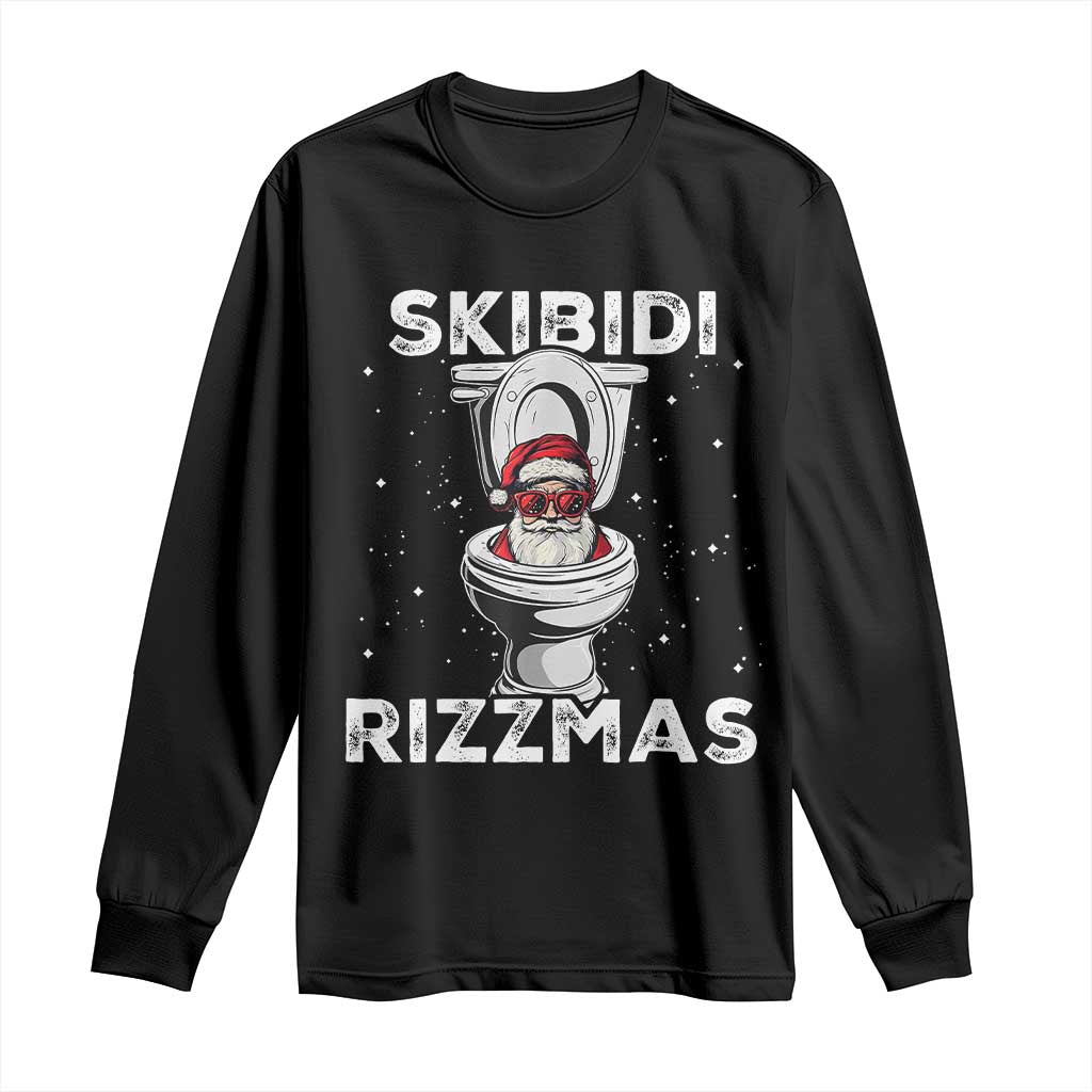 Funny Santa Rizz Christmas Long Sleeve Shirt Skibiti Toilet Rizzmas