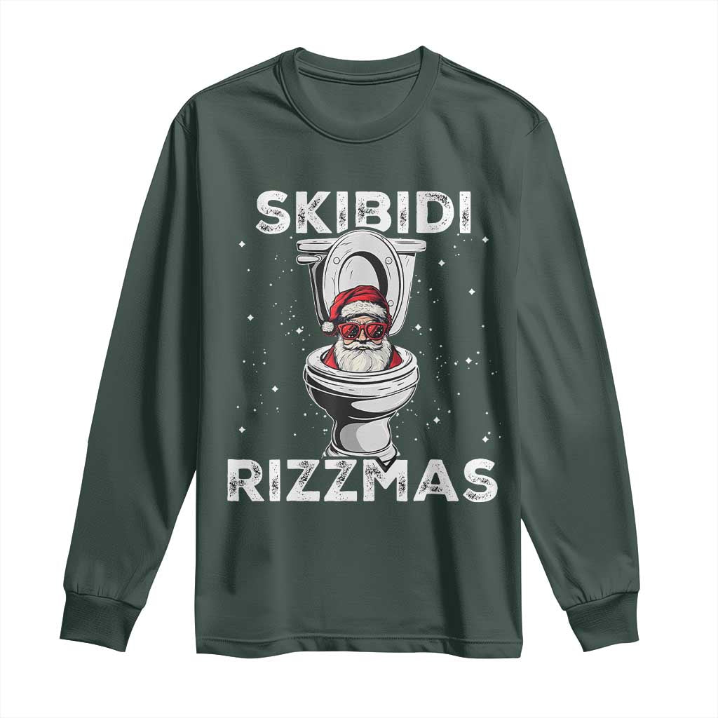 Funny Santa Rizz Christmas Long Sleeve Shirt Skibiti Toilet Rizzmas