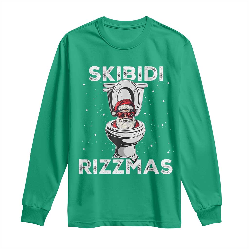 Funny Santa Rizz Christmas Long Sleeve Shirt Skibiti Toilet Rizzmas