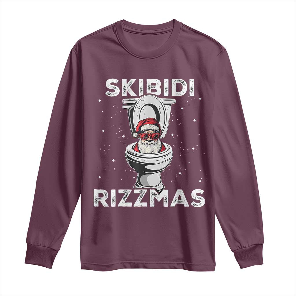 Funny Santa Rizz Christmas Long Sleeve Shirt Skibiti Toilet Rizzmas
