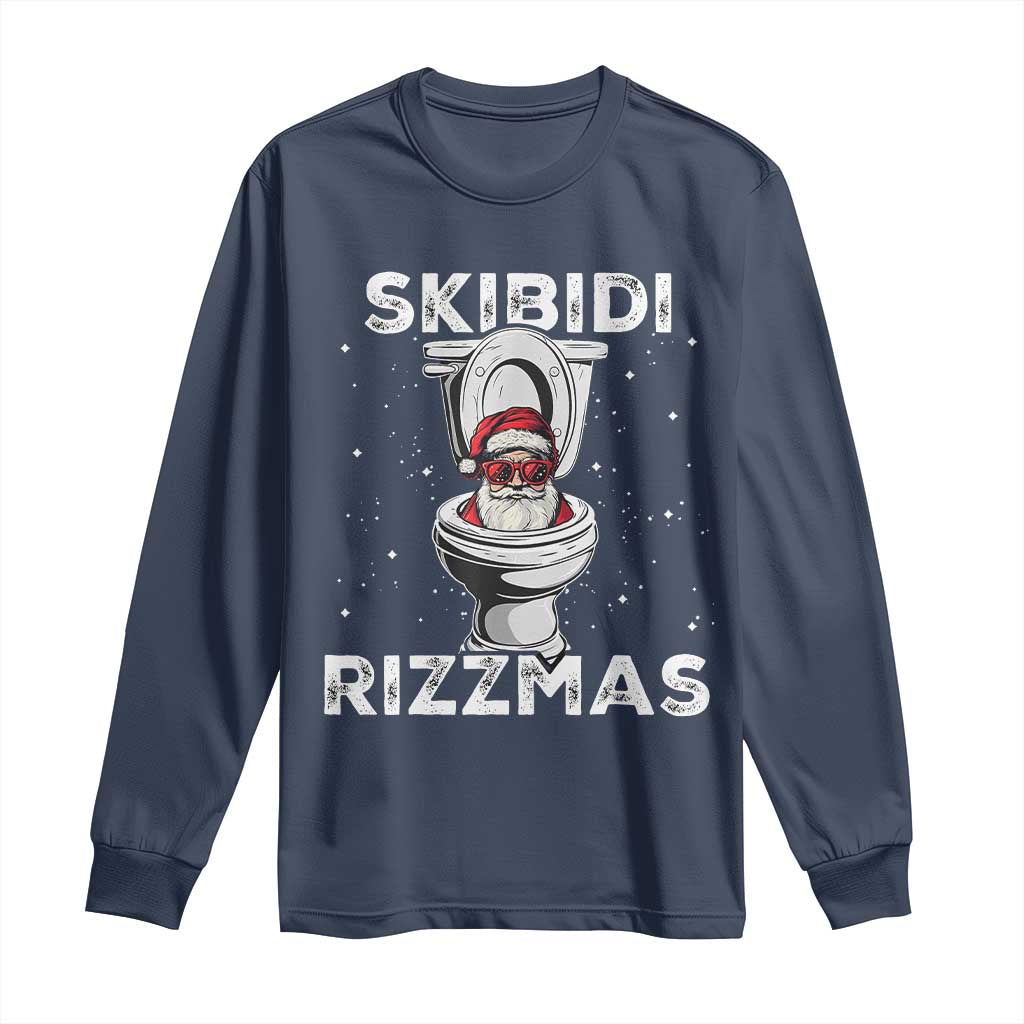 Funny Santa Rizz Christmas Long Sleeve Shirt Skibiti Toilet Rizzmas