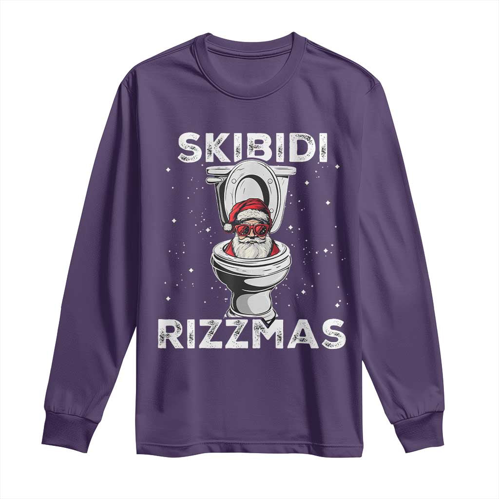 Funny Santa Rizz Christmas Long Sleeve Shirt Skibiti Toilet Rizzmas