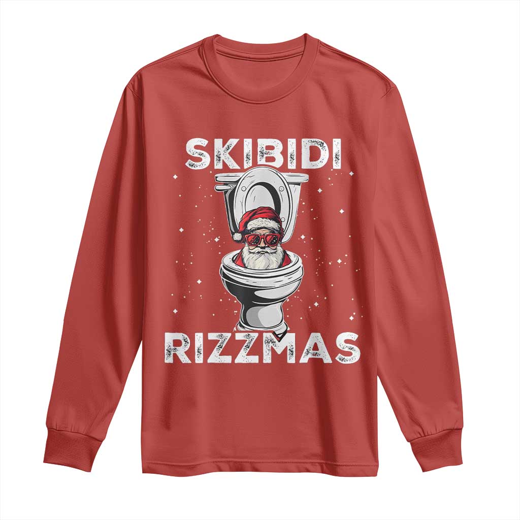Funny Santa Rizz Christmas Long Sleeve Shirt Skibiti Toilet Rizzmas