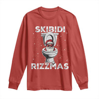 Funny Santa Rizz Christmas Long Sleeve Shirt Skibiti Toilet Rizzmas