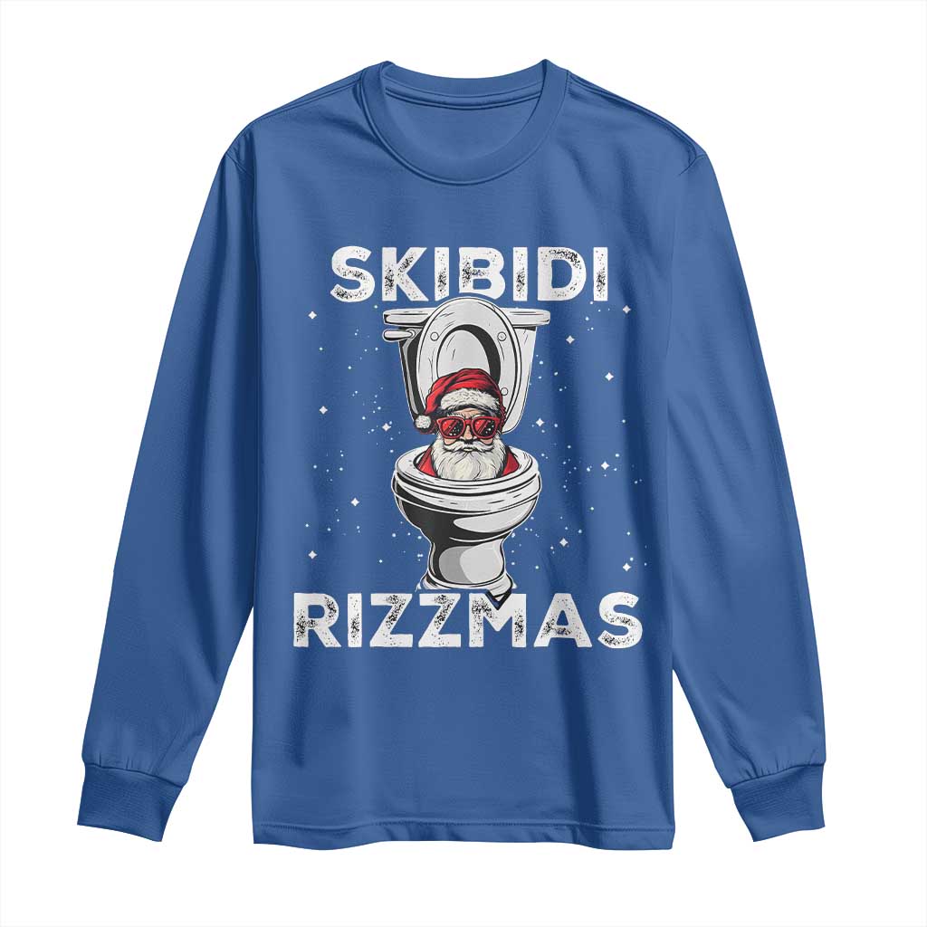 Funny Santa Rizz Christmas Long Sleeve Shirt Skibiti Toilet Rizzmas