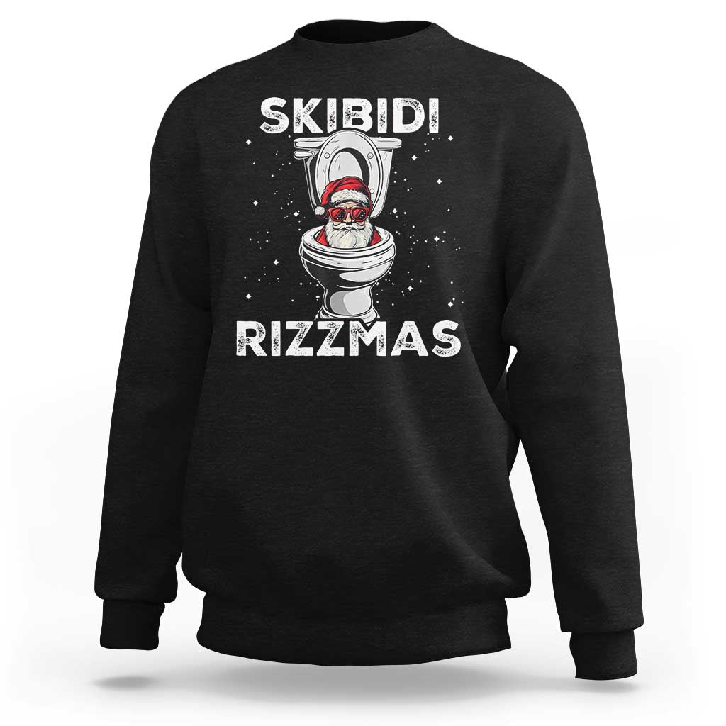 Funny Santa Rizz Christmas Sweatshirt Skibiti Toilet Rizzmas - Wonder Print Shop