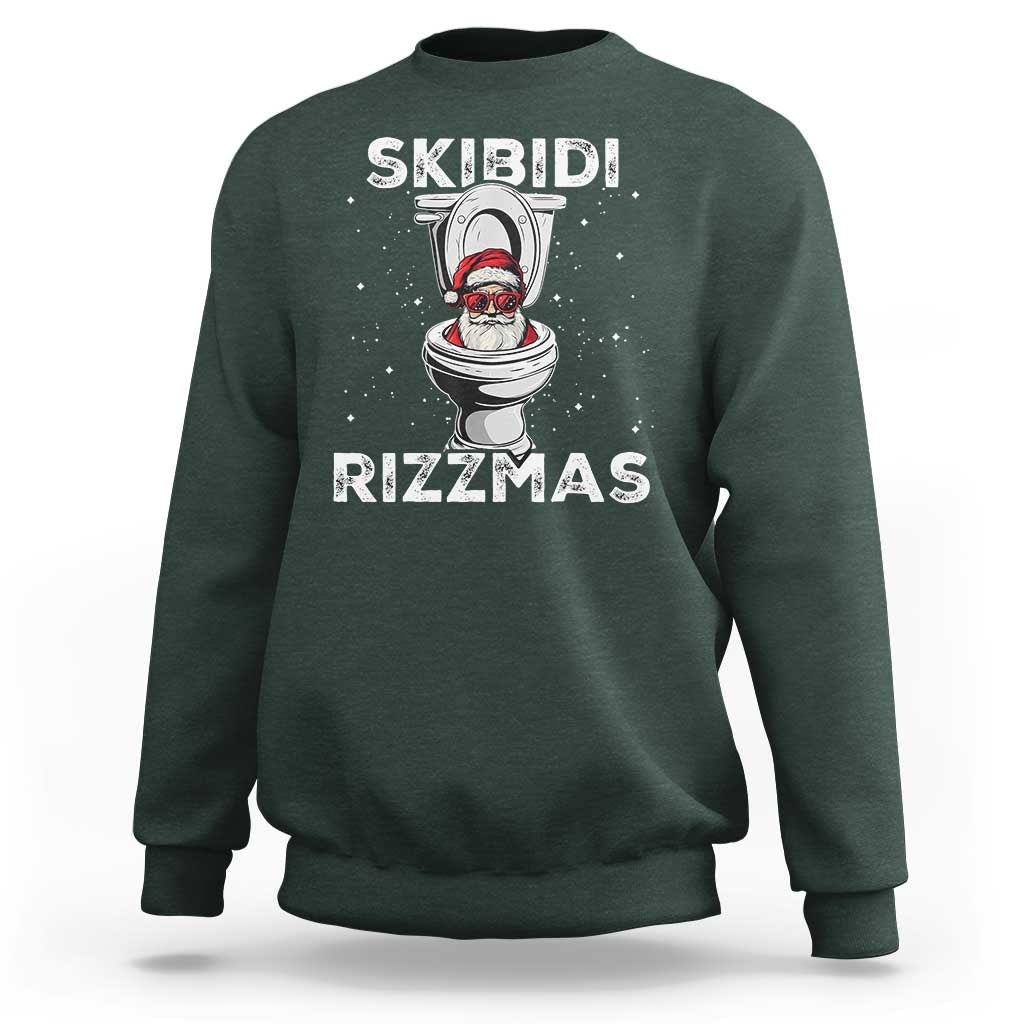 Funny Santa Rizz Christmas Sweatshirt Skibiti Toilet Rizzmas - Wonder Print Shop
