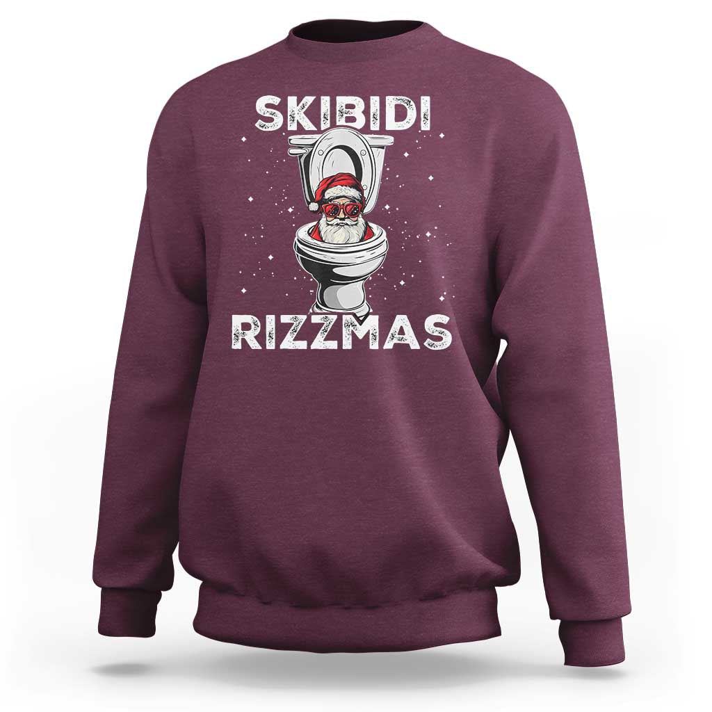 Funny Santa Rizz Christmas Sweatshirt Skibiti Toilet Rizzmas - Wonder Print Shop