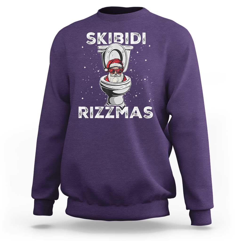 Funny Santa Rizz Christmas Sweatshirt Skibiti Toilet Rizzmas - Wonder Print Shop