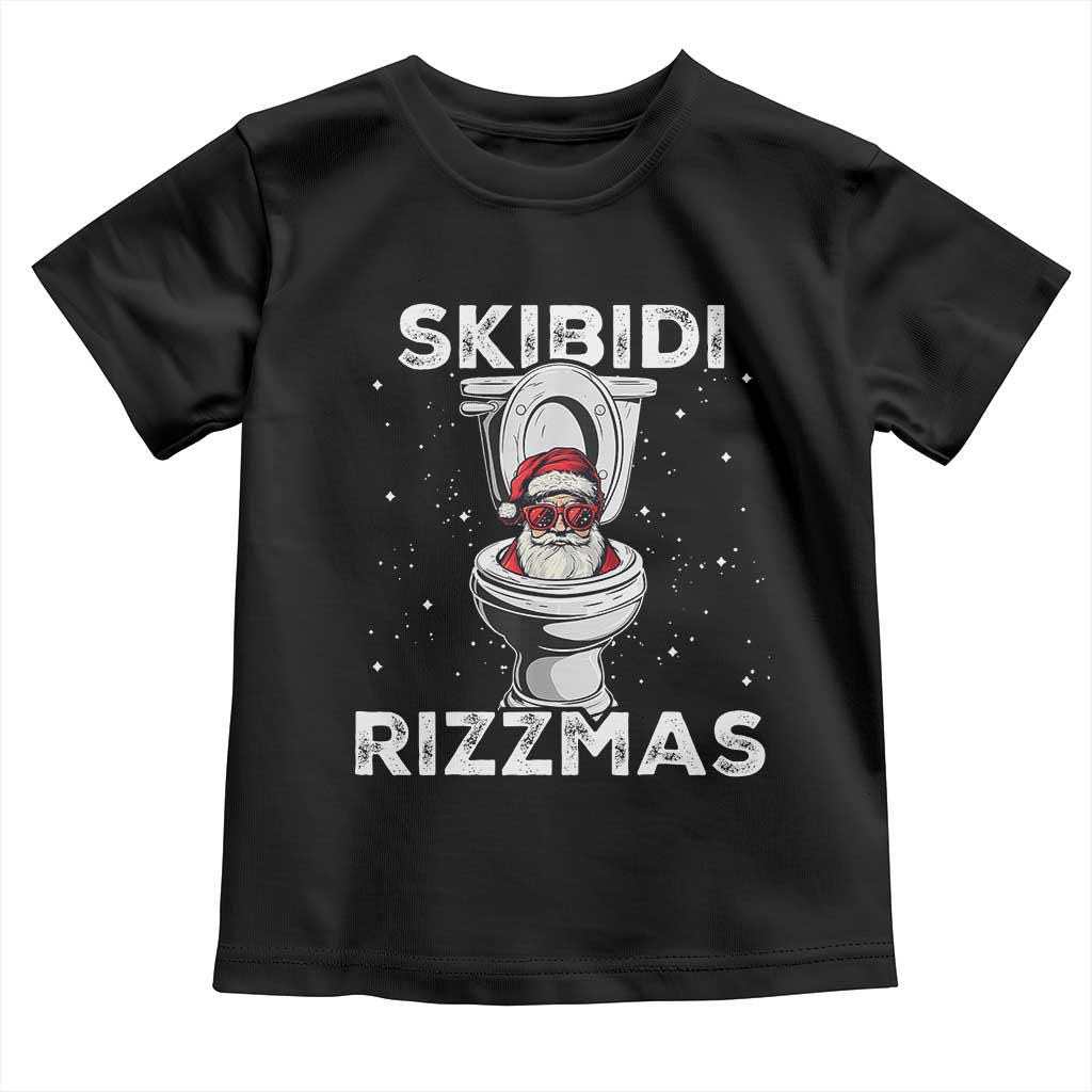 Funny Santa Rizz Christmas Toddler T Shirt Skibiti Toilet Rizzmas