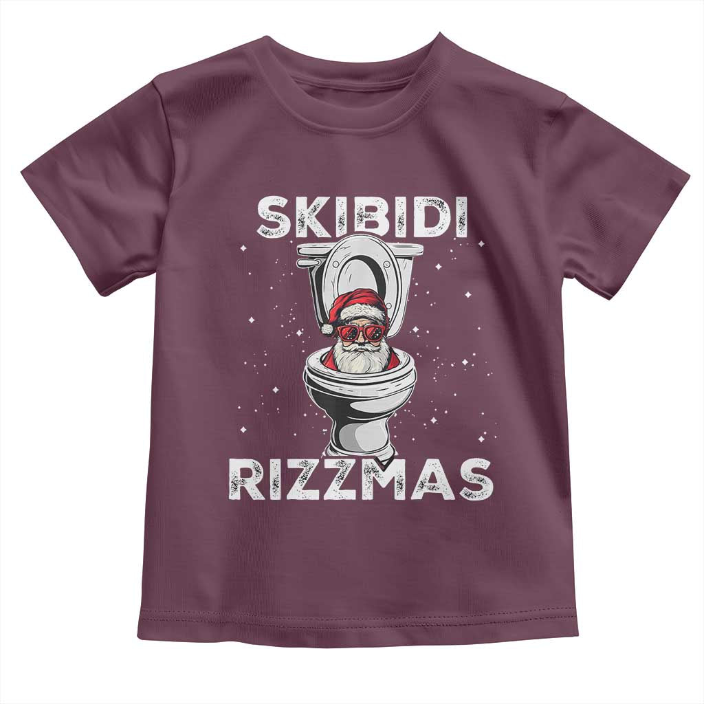 Funny Santa Rizz Christmas Toddler T Shirt Skibiti Toilet Rizzmas